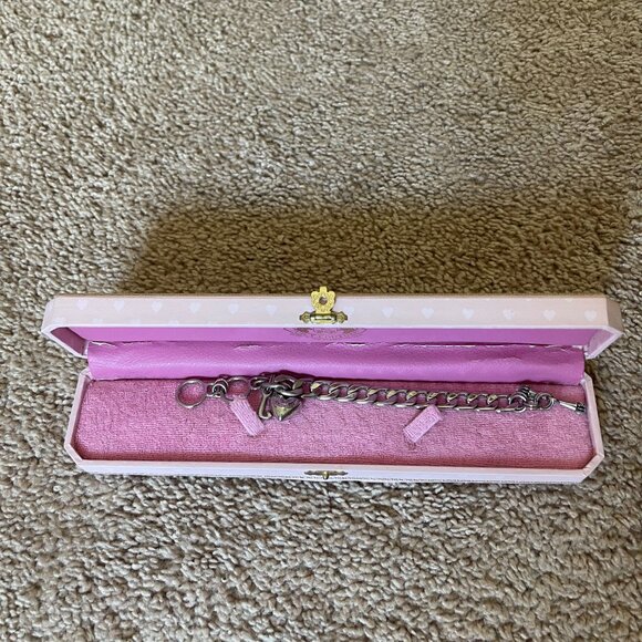 Juicy Courture Silver Heart Charm Toggle Bracelet - Picture 2 of 5